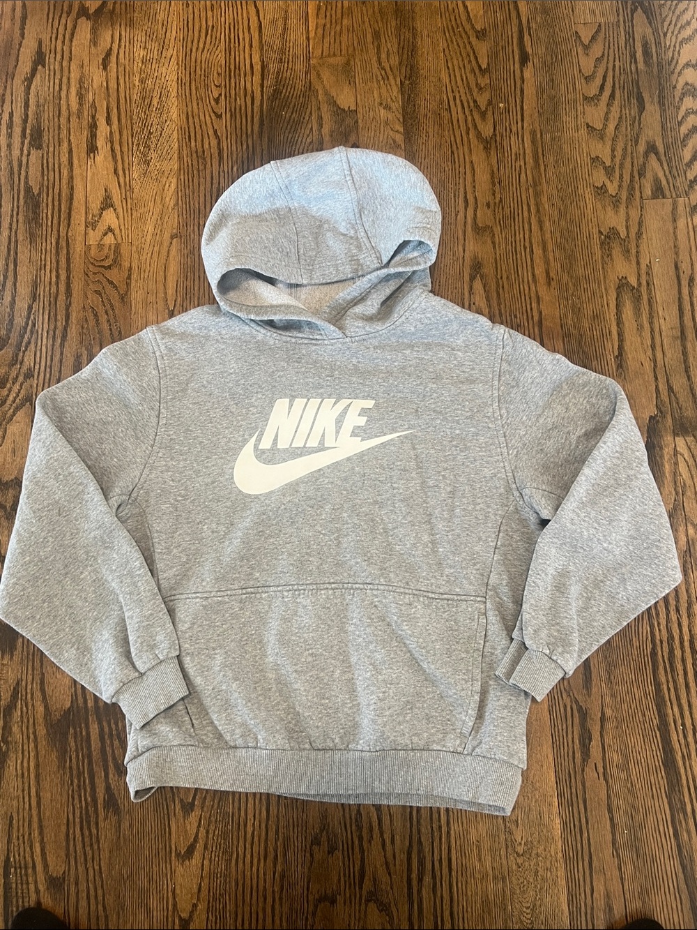 Nike Kids Heather Gray Hoodie with White Swoosh
